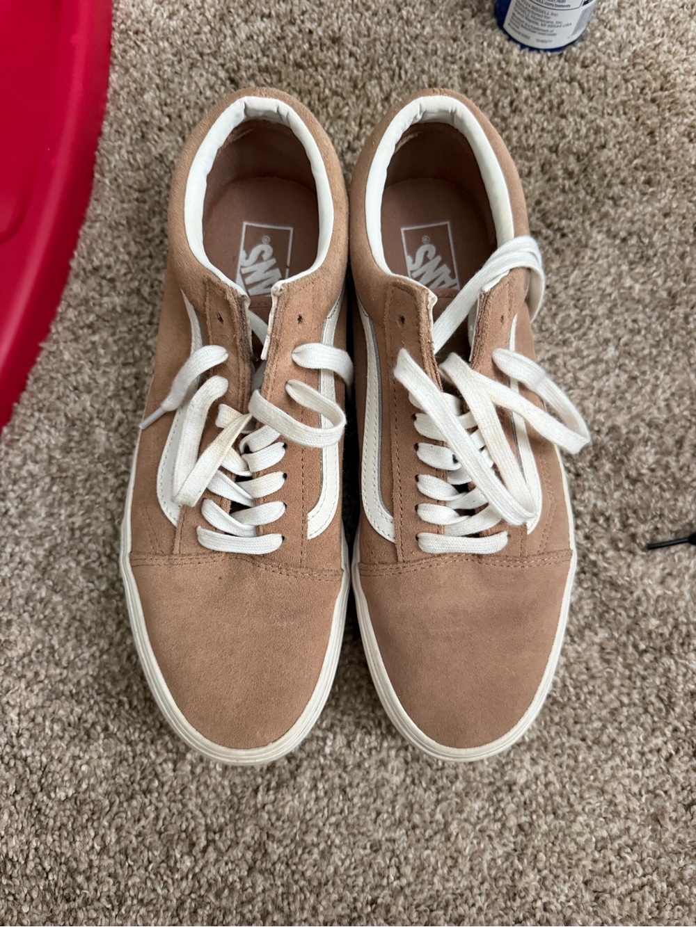 Vans Women Tan and White Low-Top Skate Sneakers